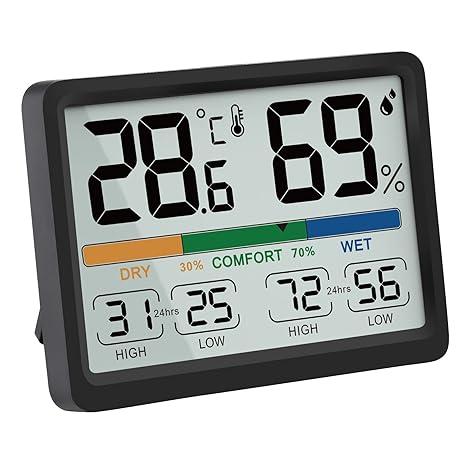 luxe  Thermomètre Hygromètre Intérieur - AIMILAR Thermomètre d´intérieur numérique avec histoire maximale et minimale, Option de commutation entre °F / °C, Facile à utiliser, Calibrable, Magnétique oevHwfYaD en France Online