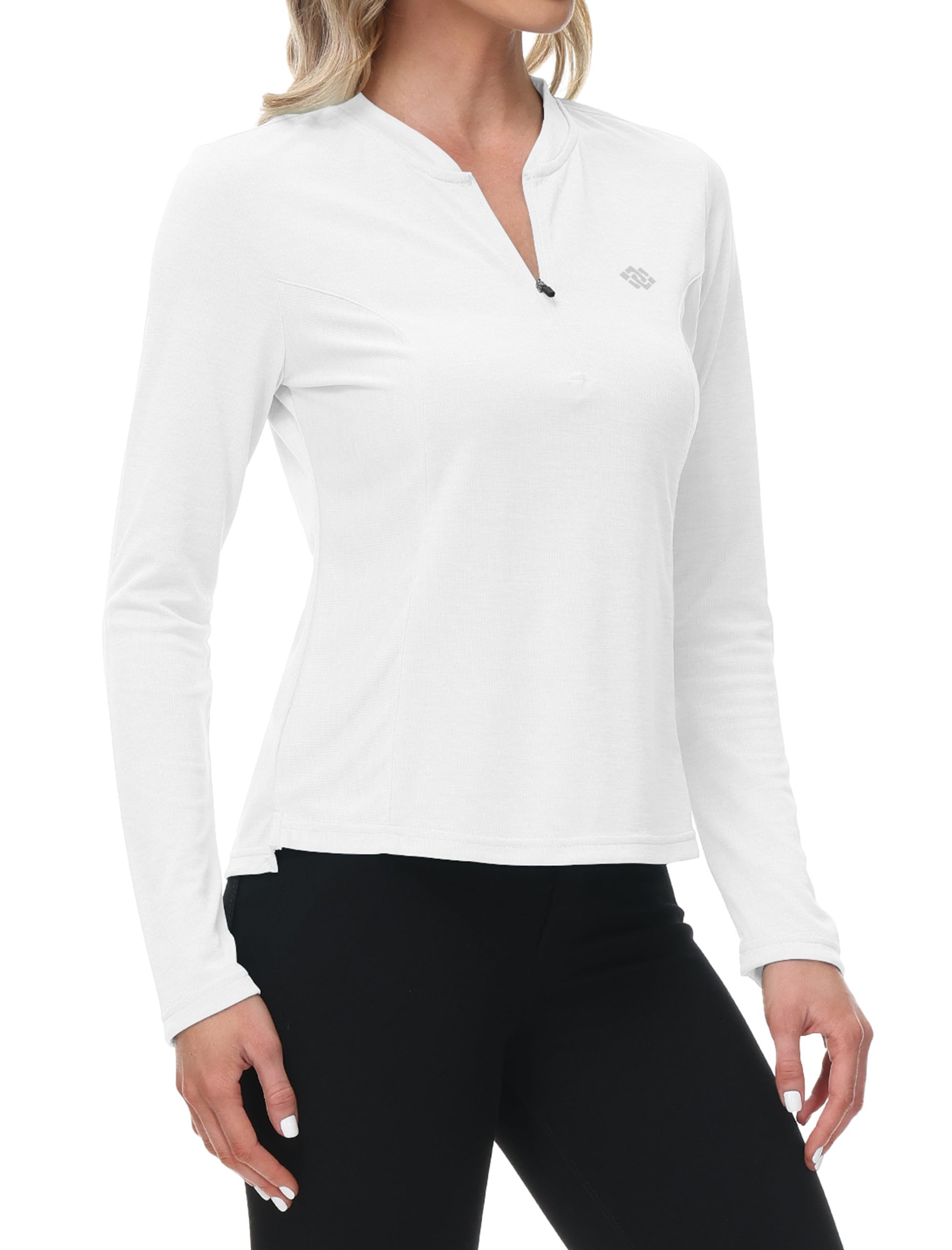 prix de gros MoFiz Shirts de Sport Femme Manches Longues Chemise de Golf Séchage Rapide Fitness Hauts avec Zippé TrkXUDpeG Boutique
